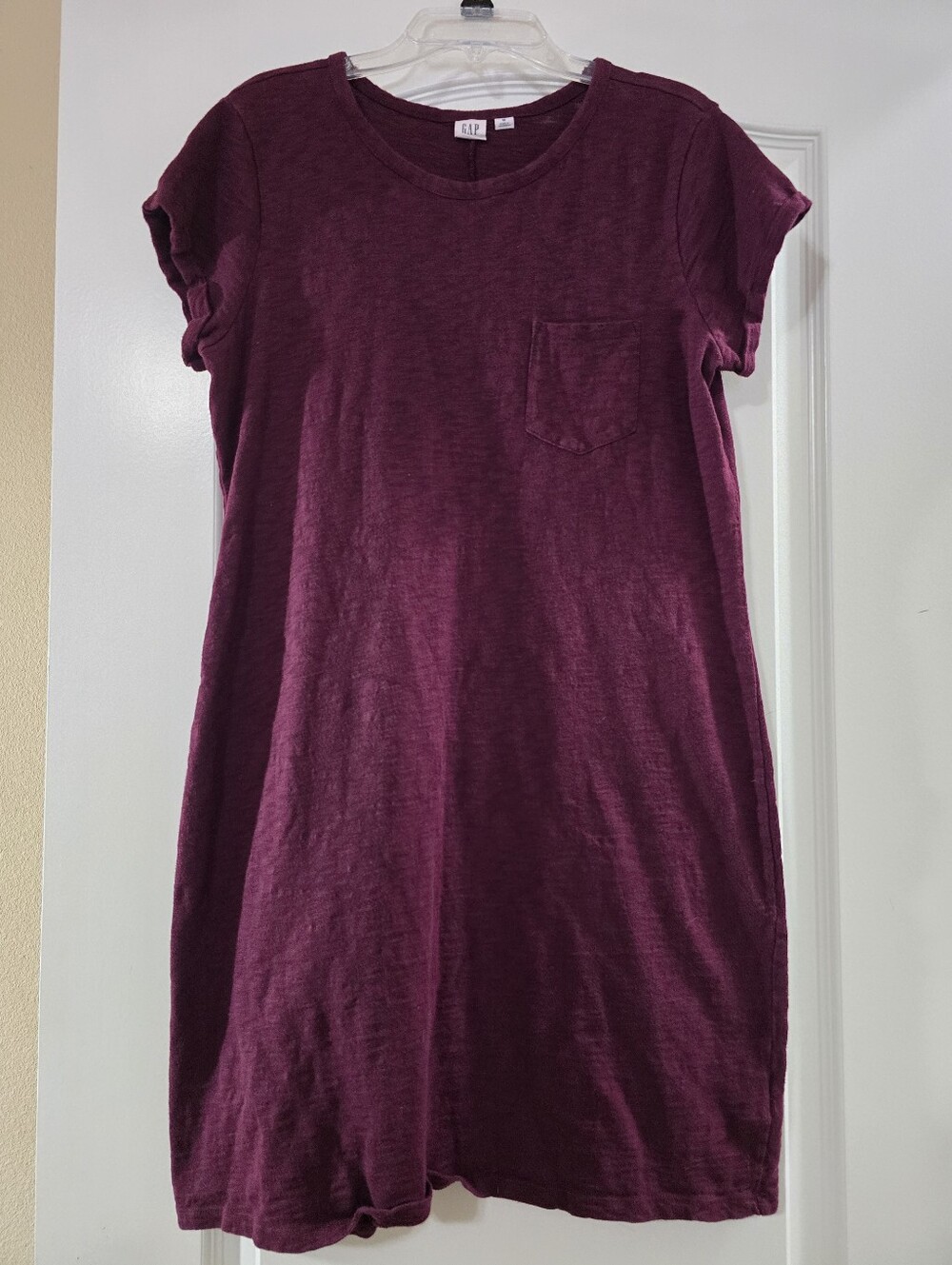 GAP Women's Short Sleeve Pocket Tunic Dress - Ruby Wine